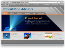 Screenshot of Presentation Advisors' Website